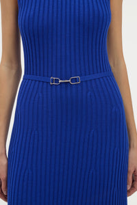 Meier Knit Midi Dress in Cobalt Merino Wool Cashmere