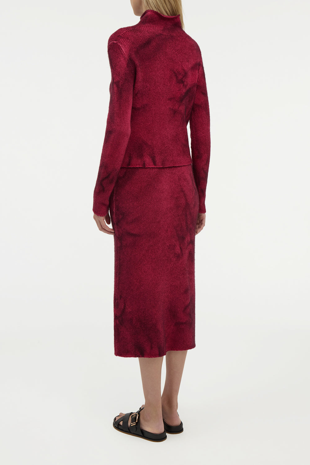 Dorcas Knit Midi Skirt in Bordeaux Cashmere
