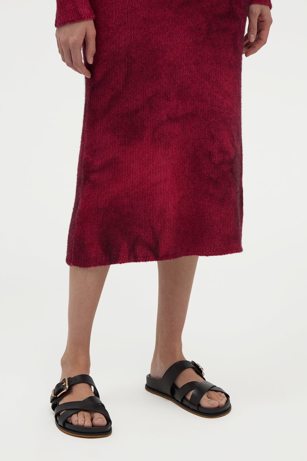 Dorcas Knit Midi Skirt in Bordeaux Cashmere