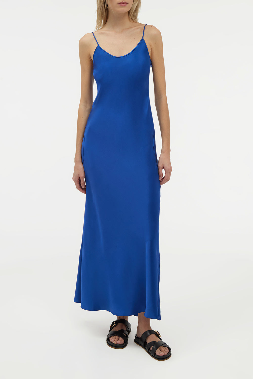 Jesaba Slip Maxi Dress in Cobalt Silk Satin