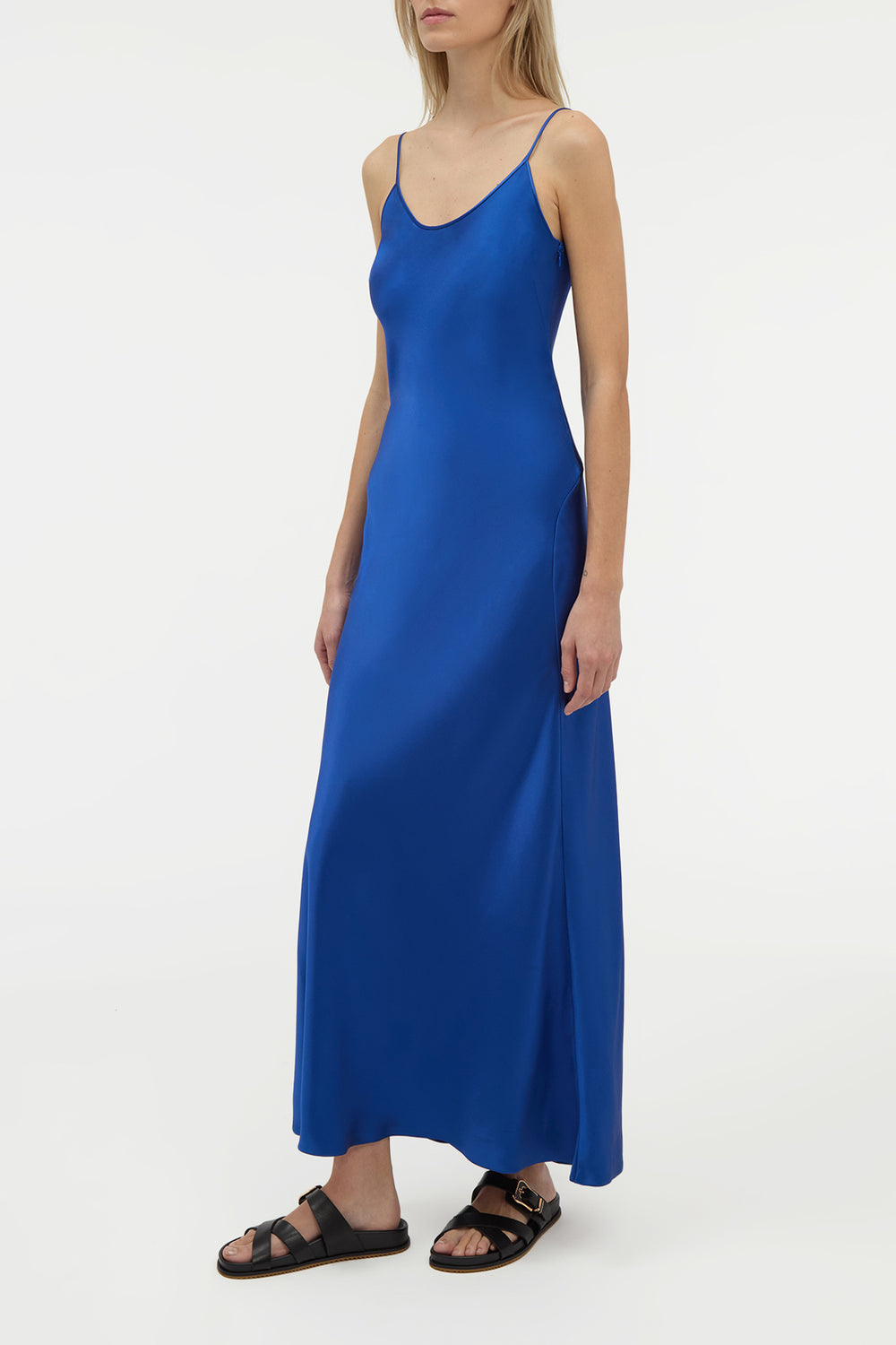 Jesaba Slip Maxi Dress in Cobalt Silk Satin