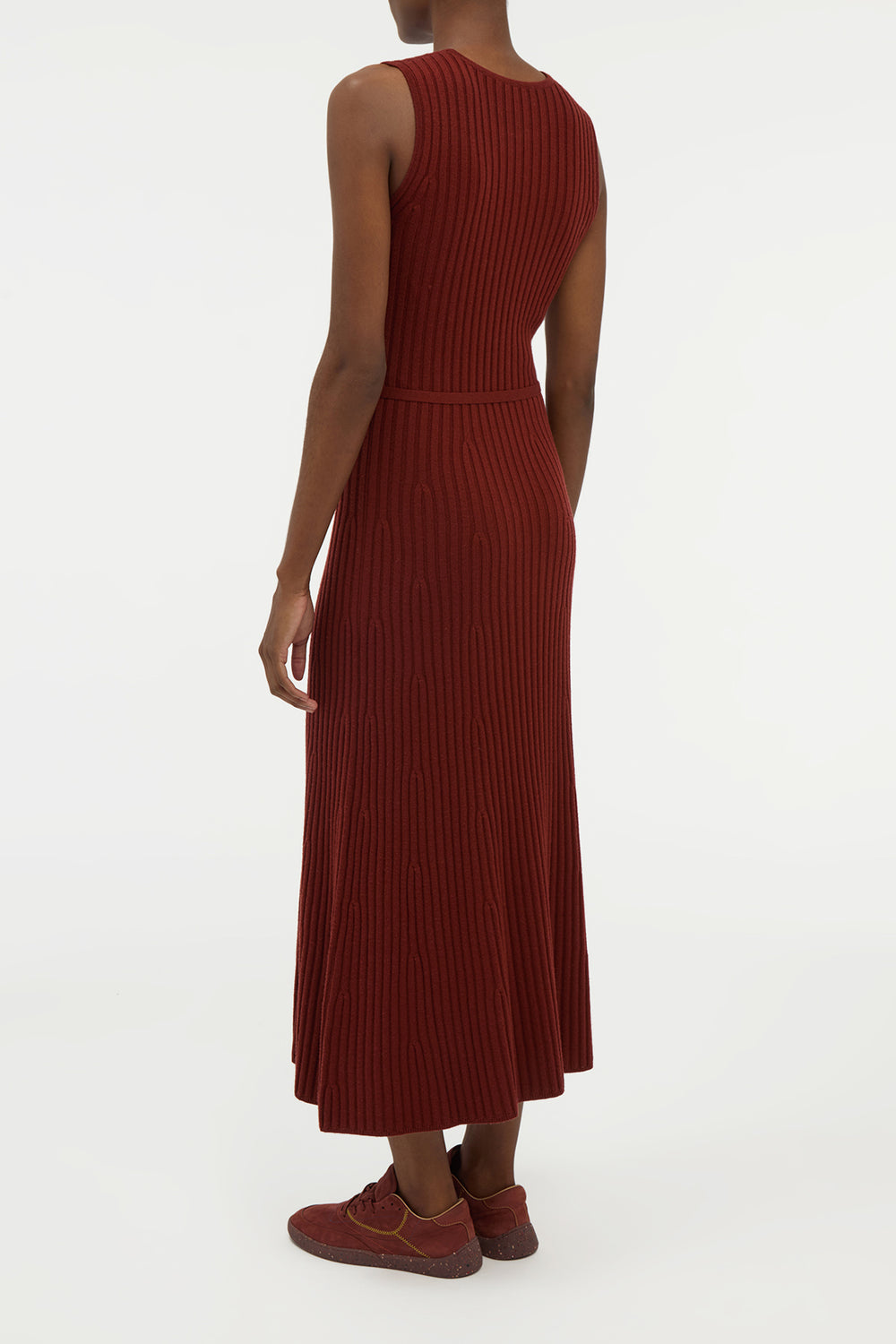 Meier Knit Midi Dress in Burnt Sienna Merino Wool Cashmere