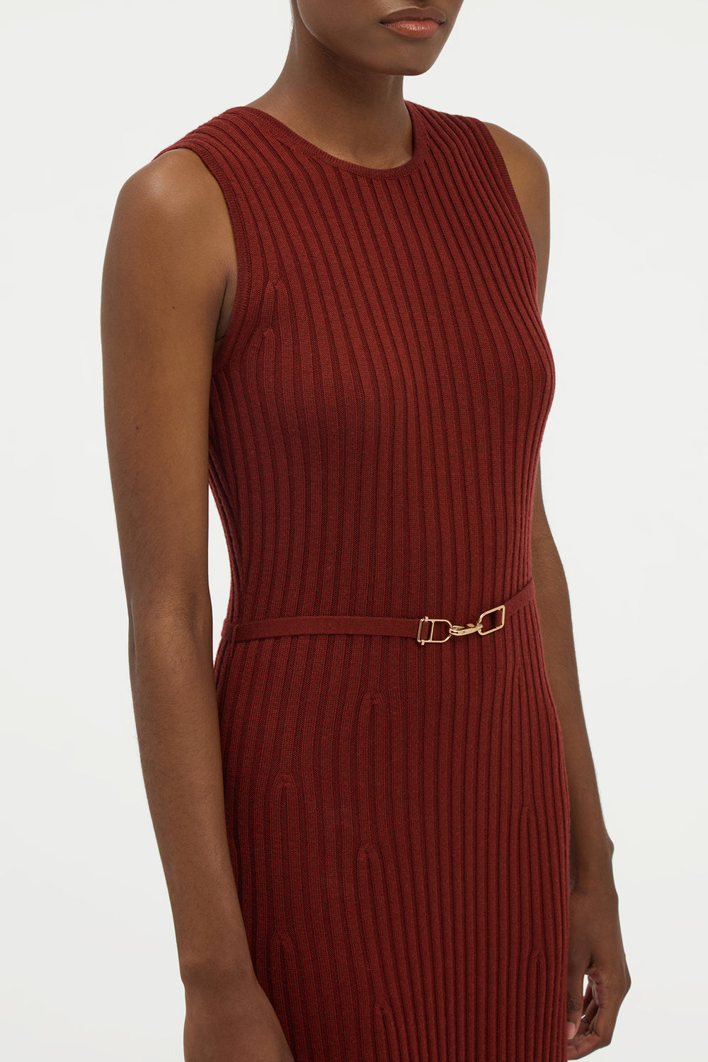 Meier Knit Midi Dress in Burnt Sienna Merino Wool Cashmere