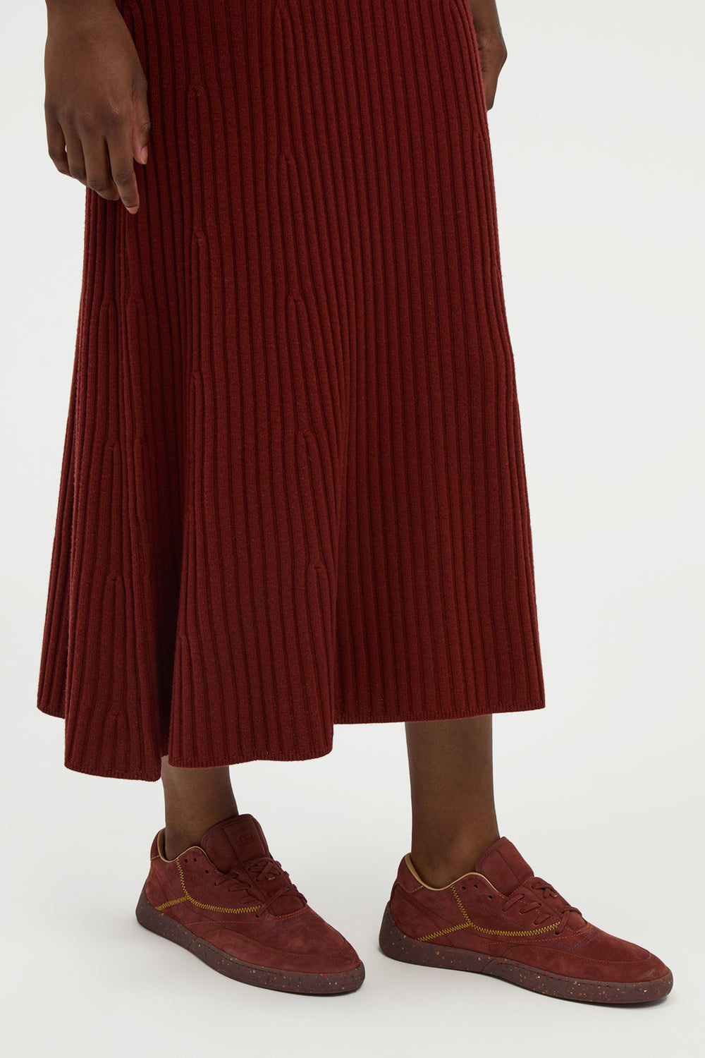Meier Knit Midi Dress in Burnt Sienna Merino Wool Cashmere