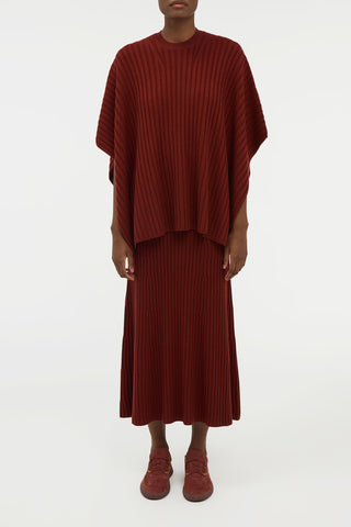 Baron Knit Cropped Poncho in Burnt Sienna Merino Wool Cashmere