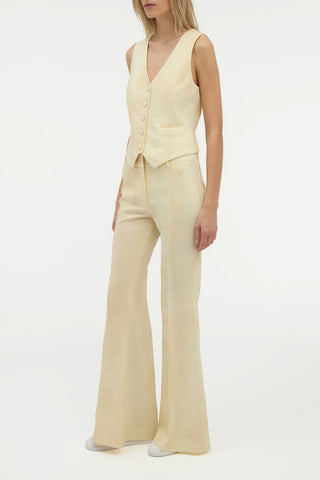 Ivory Virgin Wool Rhein Flare Pants - On Model Three Quarter View | Gabriela Hearst