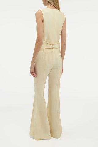 Ivory Virgin Wool Rhein Flare Pants - On Model Back View | Gabriela Hearst