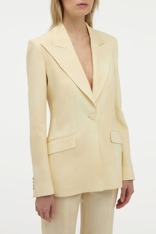 Ivory Virgin Wool Blazer - Lapel Detail Close-Up | Gabriela Hearst