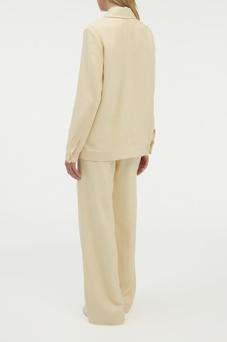 Norman Wide-leg Pant in Ivory Silk Tweed