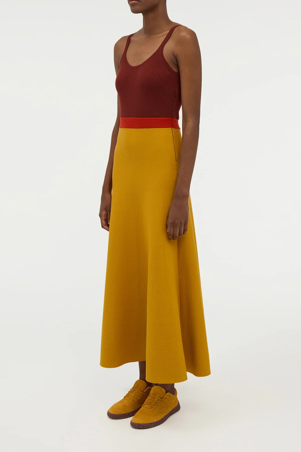 Flaminius Knit Midi Dress in Golden Birch Merino Wool