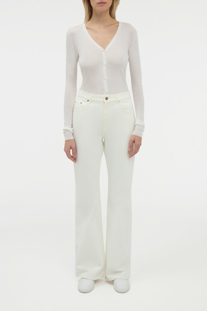 Aiste Knit Cardigan in Ivory Cashmere Silk with Hemp