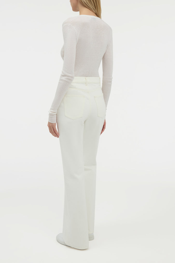 Aiste Knit Cardigan in Ivory Cashmere Silk with Hemp
