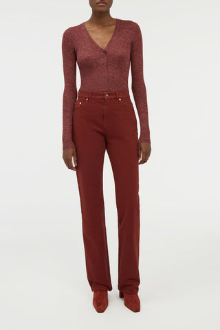 Aiste Knit Cardigan in Burnt Sienna Cashmere Silk with Hemp