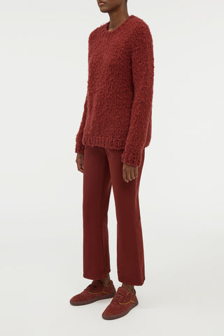 Burnt Sienna Cashmere Lawrence Knit Sweater - On Model Side Profile | Gabriela Hearst