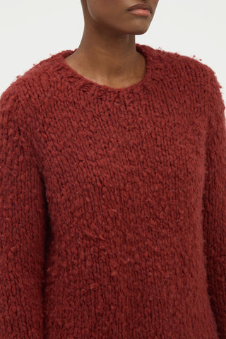 Burnt Sienna Cashmere Lawrence Knit Sweater - Close-Up Texture Detail | Gabriela Hearst