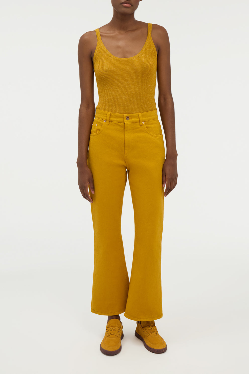 Cinxia Knit Tank Top in Golden Birch Cashmere Silk with Hemp