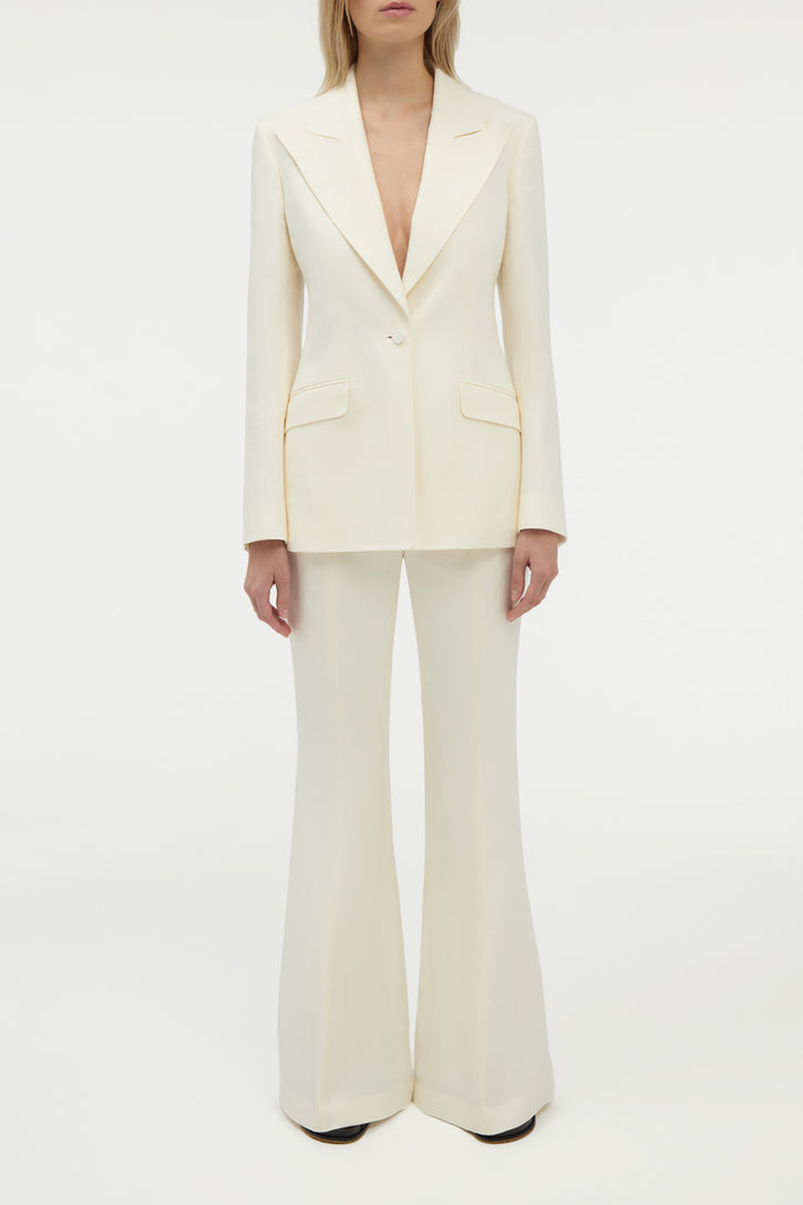 Rhein Flare Pant in Ivory Linen Twill