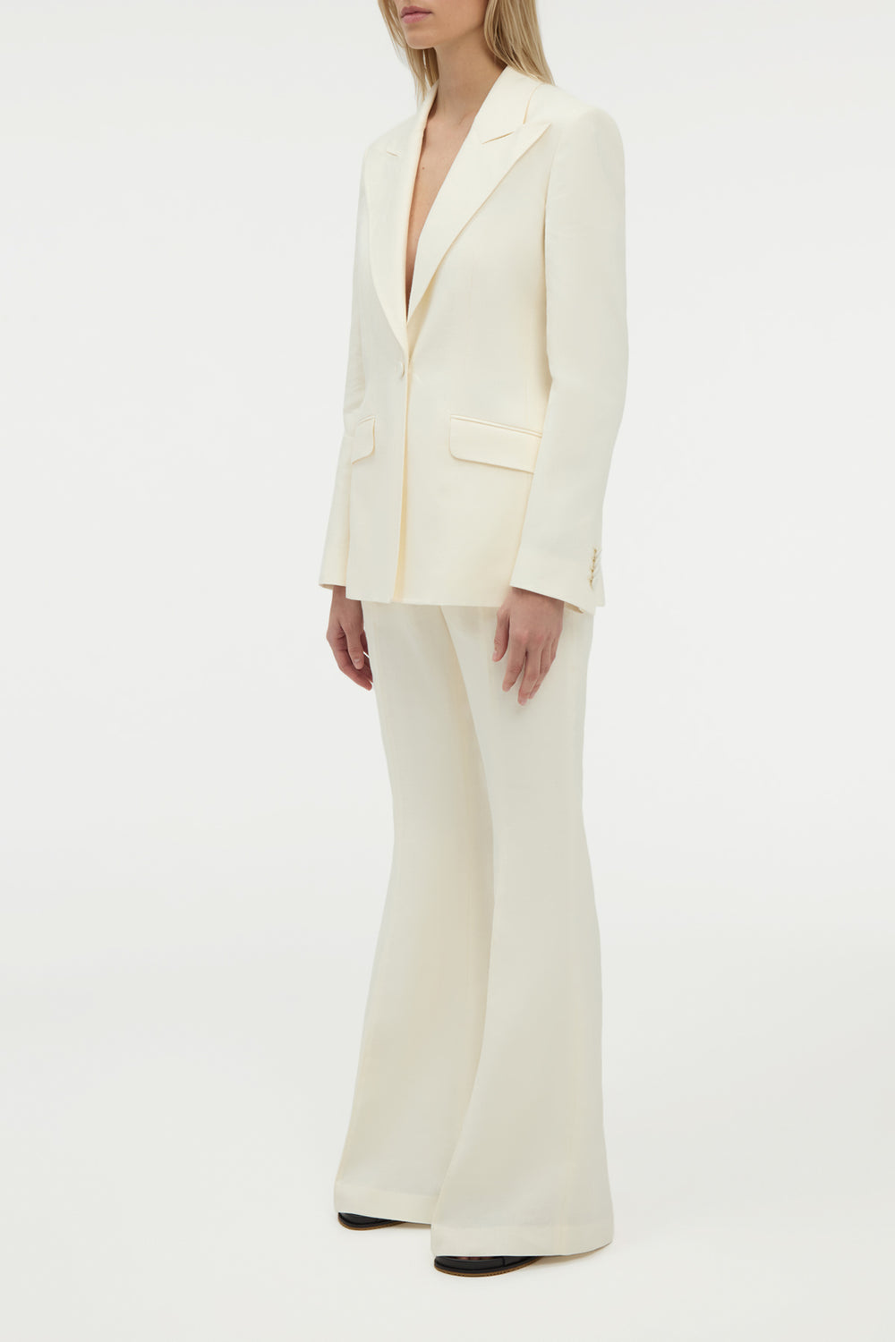 Leiva Blazer in Ivory Linen Twill