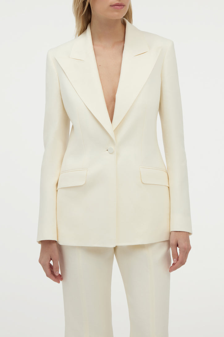 Leiva Blazer in Ivory Linen Twill
