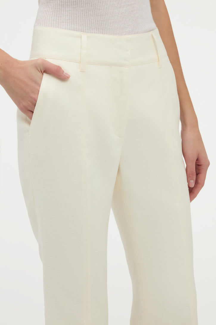 Rhein Flare Pant in Ivory Linen Twill