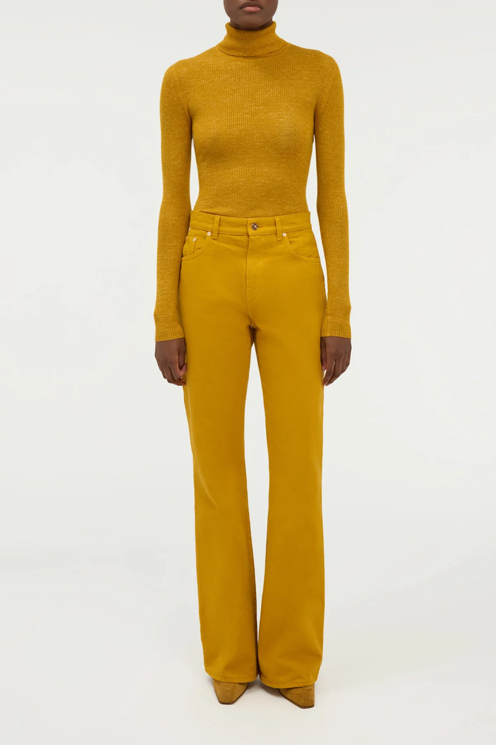 Aldona Knit Turtleneck in Golden Birch Cashmere Silk with Hemp