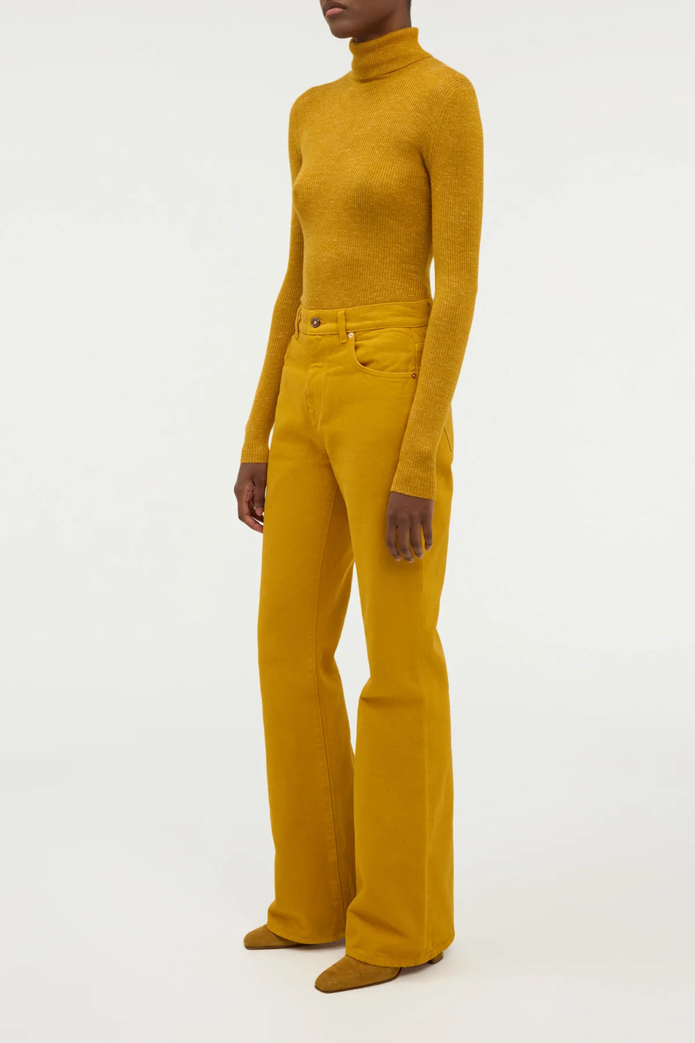 Aldona Knit Turtleneck in Golden Birch Cashmere Silk with Hemp