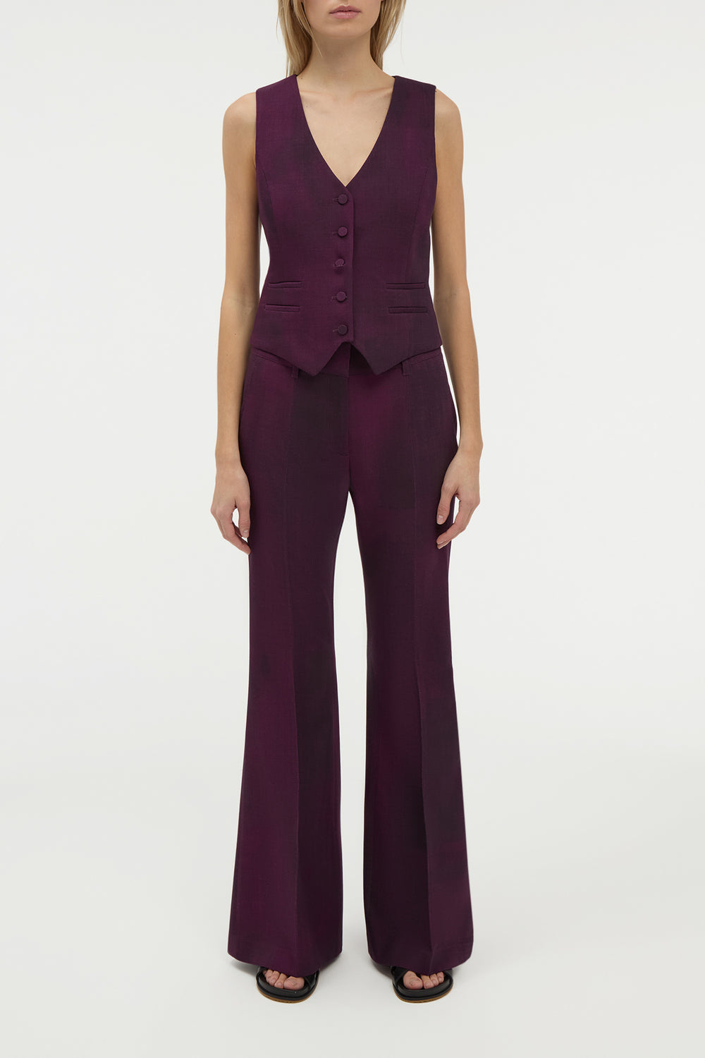 Rhein Flare Pant in Bordeaux Virgin Wool