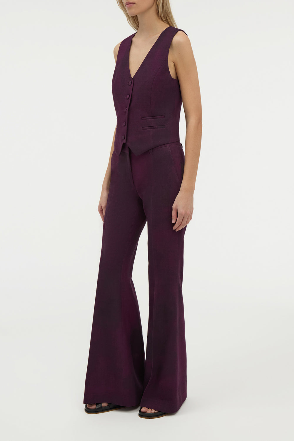 Rhein Flare Pant in Bordeaux Virgin Wool