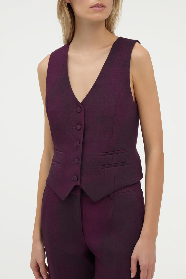 Coleridge Vest in Bordeaux Virgin Wool