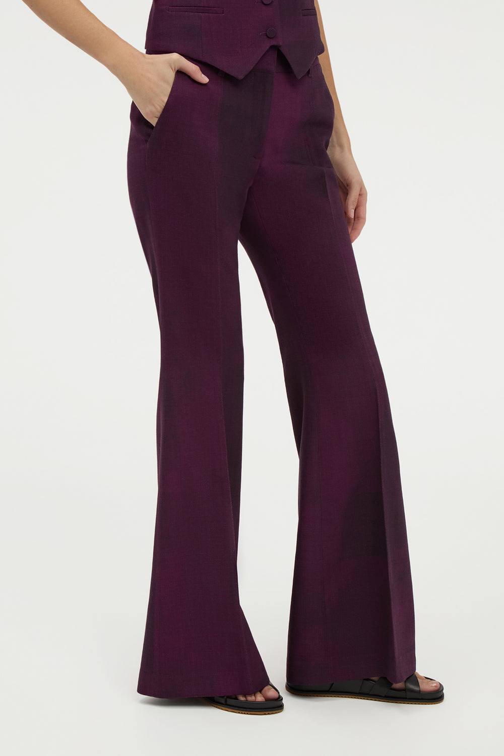 Rhein Flare Pant in Bordeaux Virgin Wool