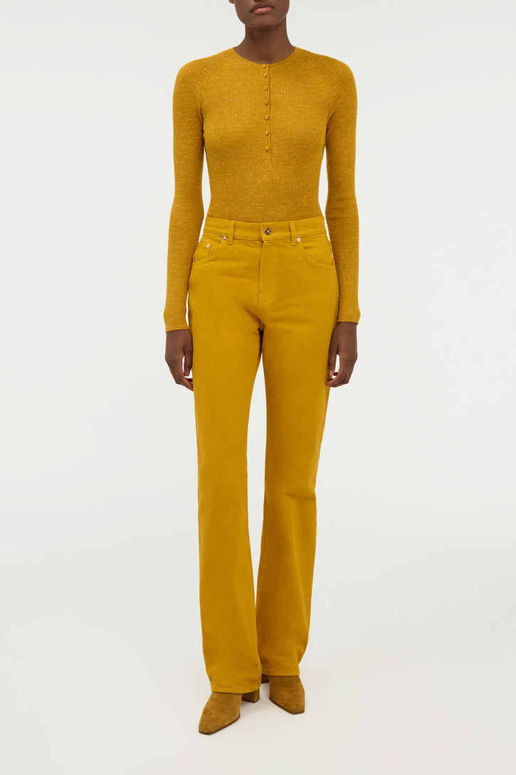 Anges Knit Henley in Cobalt Cashmere Silk with Hemp