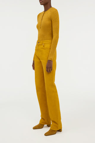 Golden Birch Anges Henley - Side Profile View | Gabriela Hearst