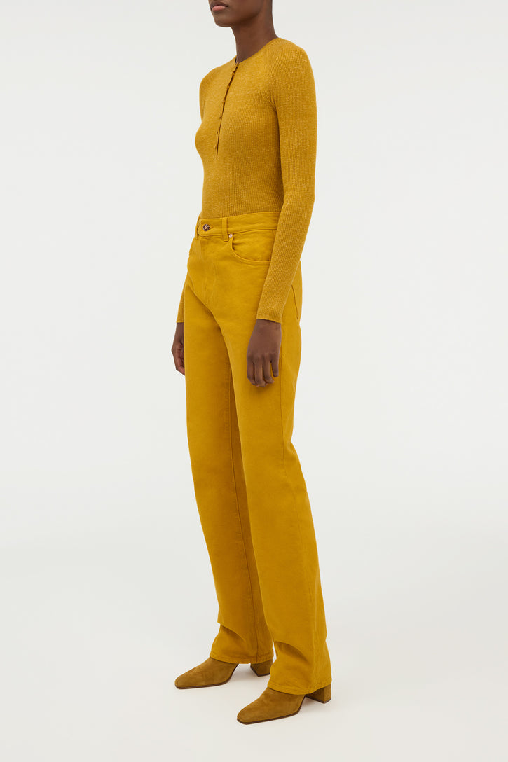 Anges Knit Henley in Cobalt Cashmere Silk with Hemp