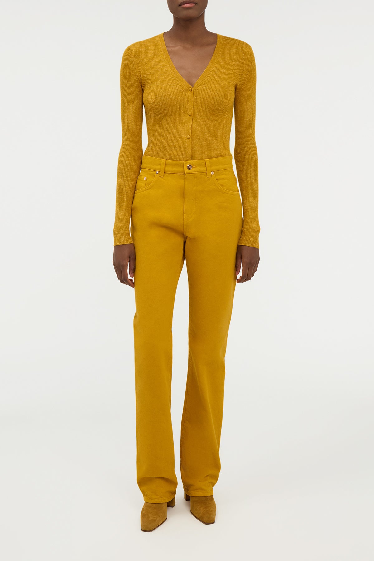 Aiste Knit Cardigan in Golden Birch Cashmere Silk with Hemp