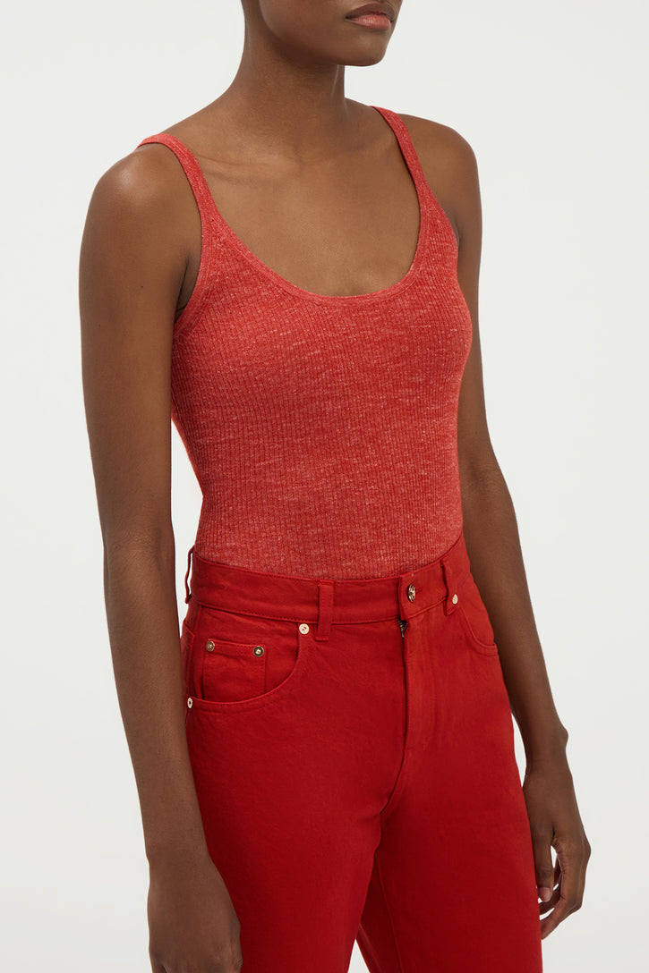 Cinxia Knit Tank Top in Antelope Orange Cashmere Silk with Hemp