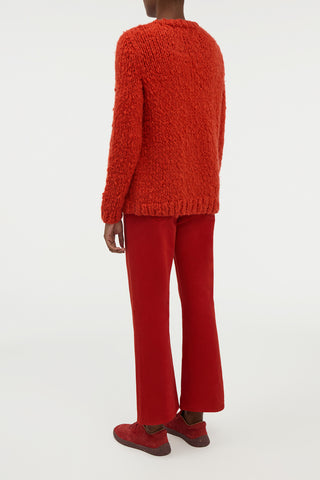 Lawrence Knit Sweater in Orange Cashmere - Back View On Model | Gabriela Hearst