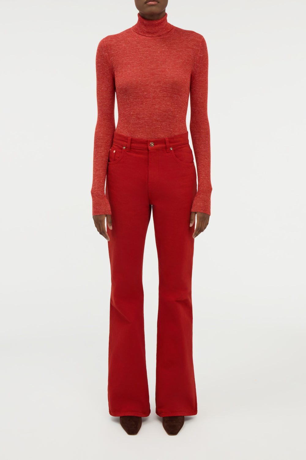 Aldona Knit Turtleneck in Antelope Orange Cashmere Silk with Hemp