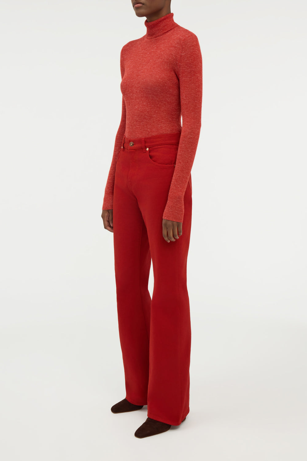 Aldona Knit Turtleneck in Antelope Orange Cashmere Silk with Hemp