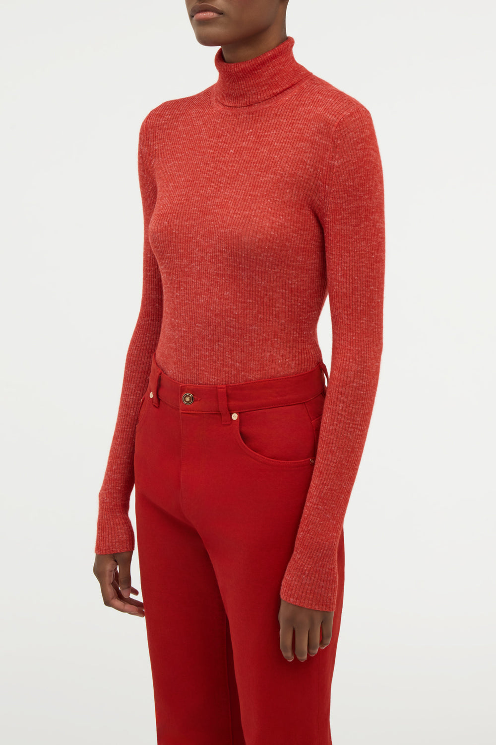 Aldona Knit Turtleneck in Antelope Orange Cashmere Silk with Hemp