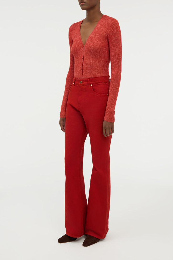 Aiste Knit Cardigan in Antelope Orange Cashmere Silk with Hemp