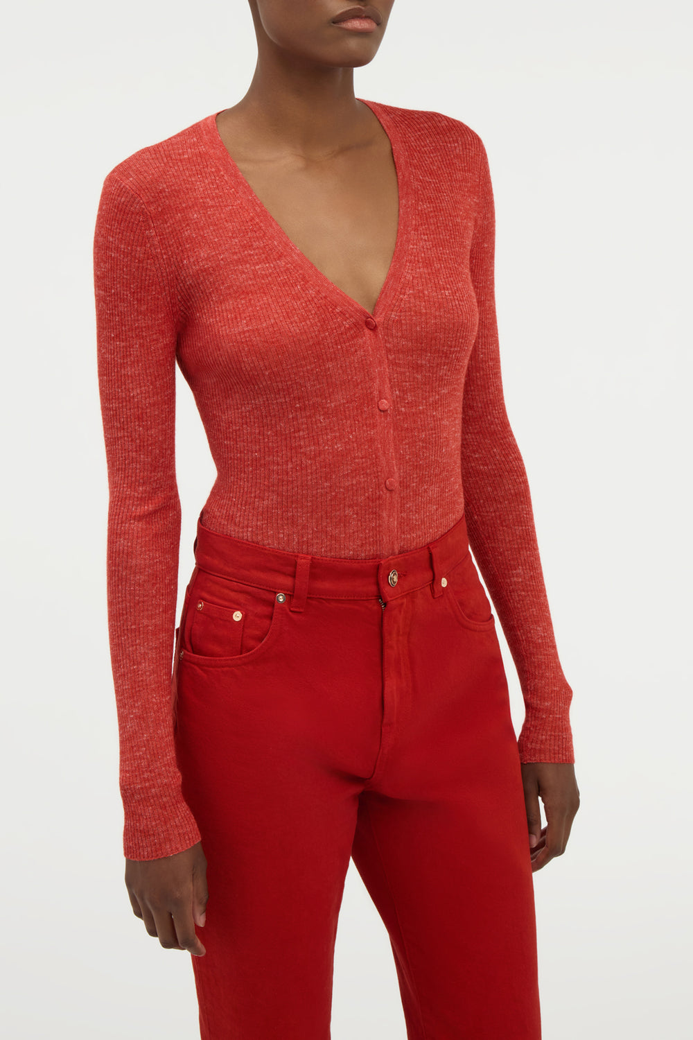 アイステ アンテロープオレンジ カシミアシルク ヘンプ ニットカーディガン