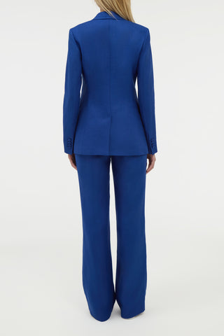 Cobalt Linen Angela Blazer Suit - On Model Back View | Gabriela Hearst