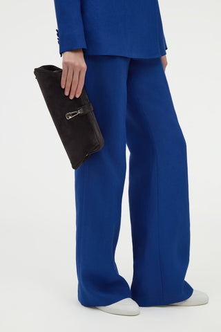 Cobalt Linen Vesta Flare Pant - Styling Detail | Gabriela Hearst
