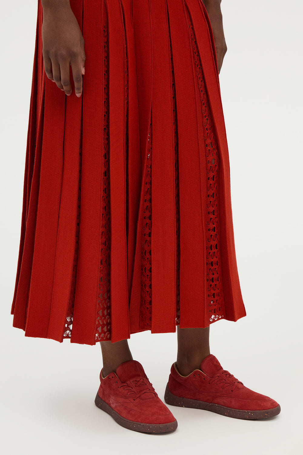 Kurt Knit Pleated Maxi Dress in Antelope Orange Merino Wool