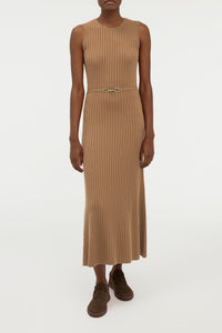 Meier Knit Midi Dress in Camel Merino Wool Cashmere