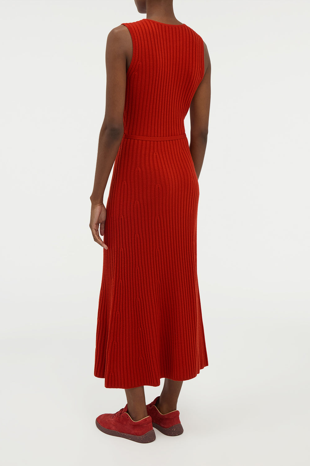 Meier Knit Midi Dress in Antelope Orange Merino Wool Cashmere