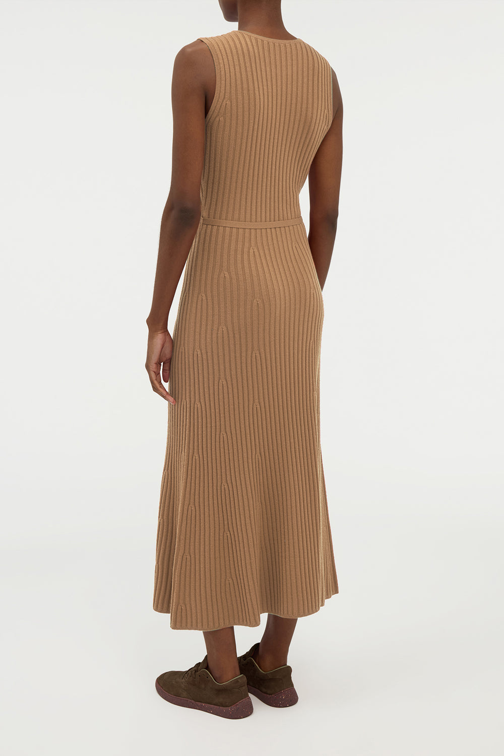 Meier Knit Midi Dress in Camel Merino Wool Cashmere