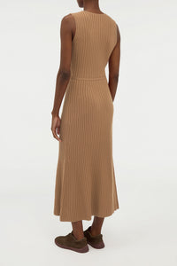 Meier Knit Midi Dress in Camel Merino Wool Cashmere