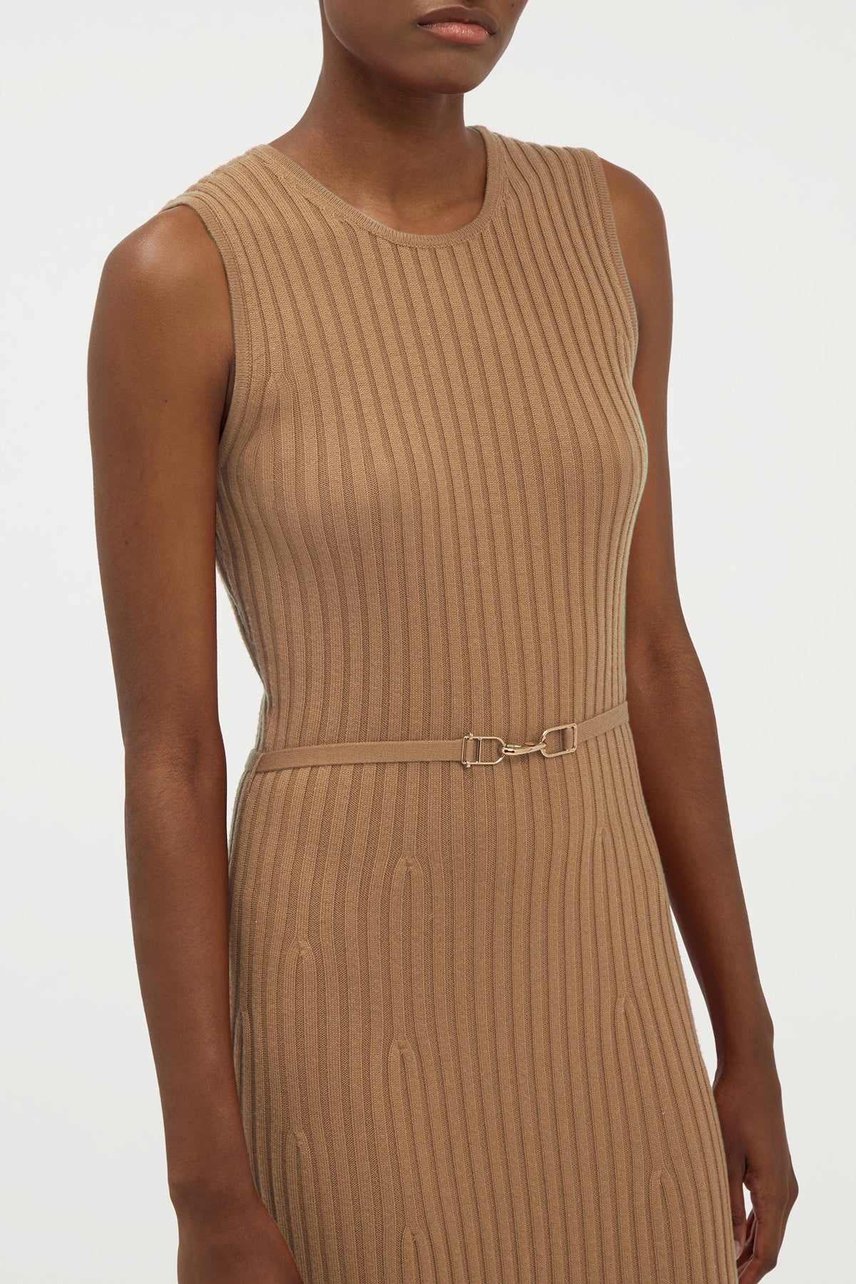 Meier Knit Midi Dress in Camel Merino Wool Cashmere