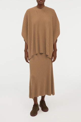 Baron Knit Cropped Poncho in Camel Merino Wool Cashmere